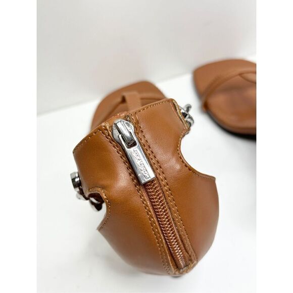Calvin Klein Sandals Womens Size 8 Brown Chained Open Toe Heels - Picture 8 of 12